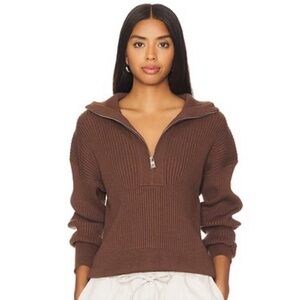 Varley Janie Half Zip Knit Sweater (Chestnut)